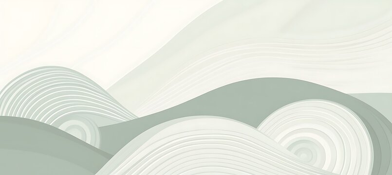 Abstract zen garden background with wavy lines and circles, minimalist style, calm and peaceful atmosphere empty template ideal for personalized use