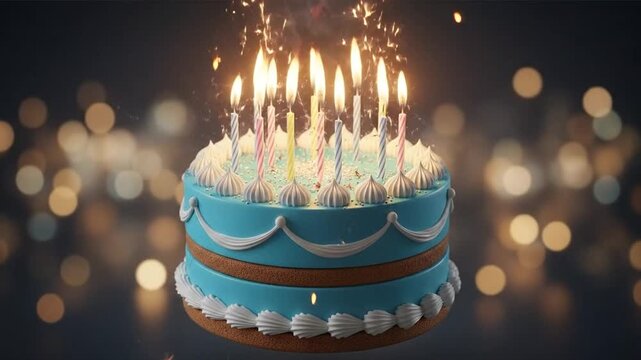 Celebrate with Birthday Cake Candles Seamless Looping Virtual Animation Overlay