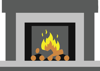 Modern Fireplace with Firewood