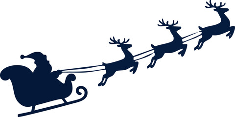 Santa Sleigh and Reindeer Silhouette