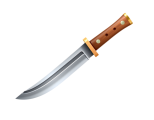 Detailed Survival Knife with Metal Blade and Brown Handle