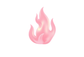 Pink 3D Cartoon Flame Icon with Glossy Finish