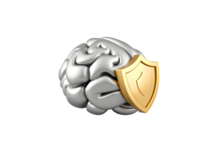 Brain Protected by Golden Shield Mental Health and Cognitive Security Concept