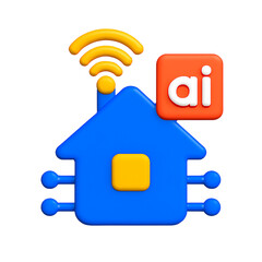 3d icon of smart home concept isolated on transparent background, 3d rendering, ai technology
