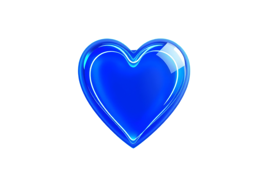 Glossy Blue 3D Heart with Neon Glow