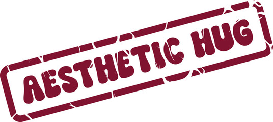 Comforting Maroon Rectangular Stamp Imprint Exhibiting Bold Aesthetic Hug Text for Warm Messaging