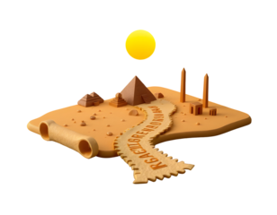 3D Cartoon Egyptian Desert Landscape with Pyramids