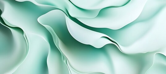 Abstract turquoise waves create a soft, flowing background with elegant curves and a smooth, fluid texture empty template ideal for personalized use