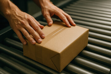 Person prepares package for shipping in warehouse, highlighting importance of logistics in ecommerce. Efficient shipping processes ensure timely delivery and customer satisfaction