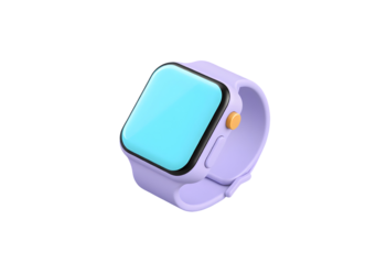 3D Isometric Smartwatch with Purple Band and Blank Screen