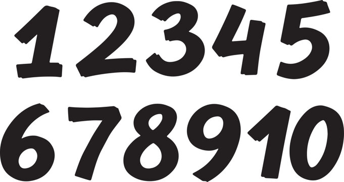 Numbers from one to ten in black