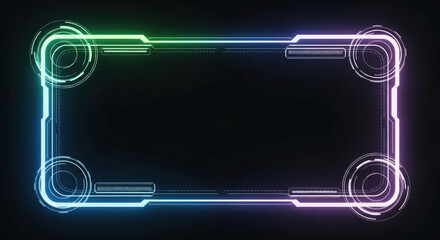 Futuristic neon frame design with glowing edges, suitable for digital interfaces or advertisements