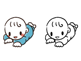 手描きのずり這い赤ちゃん