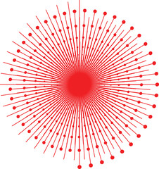 Red Starburst Pattern with Dots on White Background abstract circle