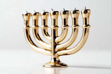 Fototapeta premium Shiny menorah isolated on white background