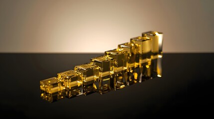 Warm Golden Rectangles in Perspective, Elegant Abstract Backdrop