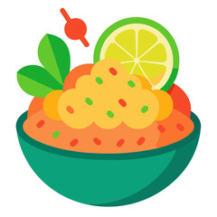 Fried Rice with Shrimp and Vegetables Vector Illustration