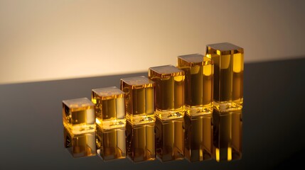 Abstract Golden Blocks in Geometric Rows, Minimal Luxury Background