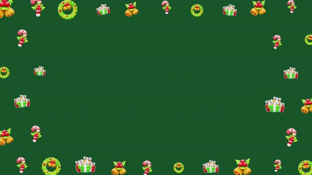 Christmas border festive holiday frame seasonal decoration gift boxes candy canes jingle bells