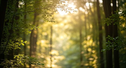Sunlit Forest Canopy - A Serene View of Natures Beauty.