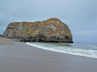 Morro Rock on a cloudy day