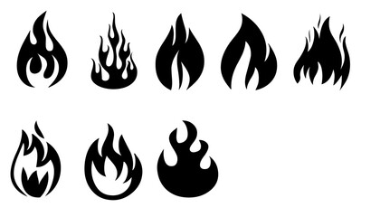 Icone de flamme noir sur fond transparent.