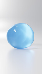 3D Illustration.Light blue liquid in a circle on a white background. Water droplets. Gel. (Vertical)