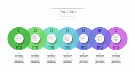 Infographic 7 options design elements for your business data. Vector Illustration.