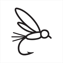 Minimalistic emerger fly outline icon