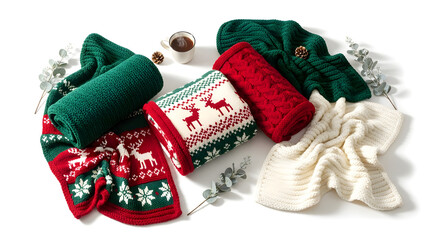 Cozy Knitted Scarves with Festive Holiday Patterns and Warm Texture