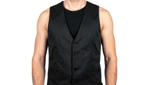 Black Vest Mockup, Modern Vest, Isolated on Transparent Background - Powered by Adobe