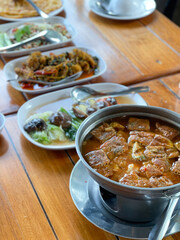 Cuisine Thailand style on top view. Select and soft focus