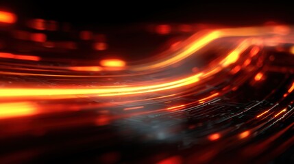 Dynamic red and orange light trails create a mesmerizing abstract background with flowing motion and energy.