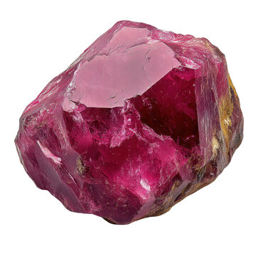 Raw crude ruby gemstone isolated on transparent background.
