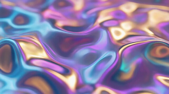 Holographic Liquid Surface Motion &ndash; Iridescent Abstract Metallic Texture Animation