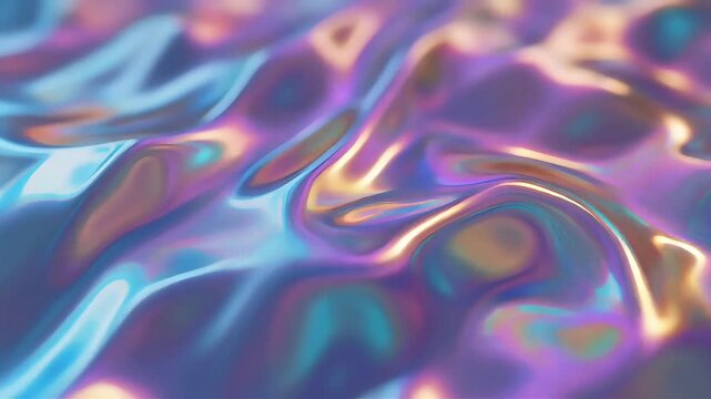 Holographic Liquid Surface Motion &ndash; Iridescent Abstract Metallic Texture Animation