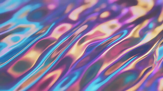 Holographic Liquid Surface Motion &ndash; Iridescent Abstract Metallic Texture Animation