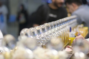 Elegant perfume bottles line retail beauty counter