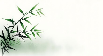Naklejka premium Watercolor Bamboo Stalks with Soft Green Hues on a Light Background