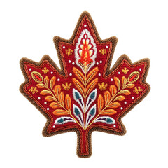 thanksgiving Embroidered maple leaf with intricate detailing and vibrant colors.