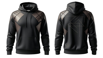 Black Hoodie Mockup Front and Back View with Modern Design