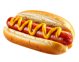 Classic American Hot Dog with Mustard – Street Food Favorite PNG
