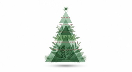 Fototapeta premium Stylized evergreen tree illustration with geometric shapes
