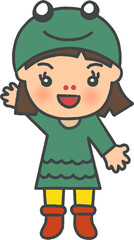 Illustration of Cute Winter Kid Cartoon Christmas Watercolor Hand Drawn Style