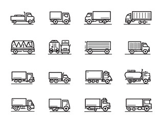 Lorry line art transporting goods efficiently