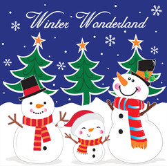 New Cute Snowman family isolated design 2026