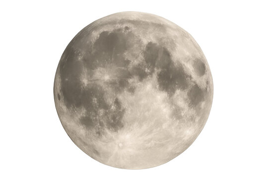 Full moon representing lunar cycle and celestial body in space against a transparent background