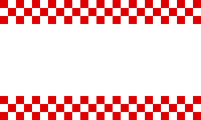 racing flag monochrome background, checkered red and white frame