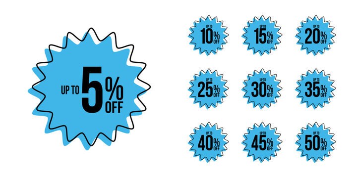 winter sale up to 5 10 15 20 25 30 35 40 45 50 percent off, vector advertising banner or season discount collection, retail store super offer, online marketplace best price deal