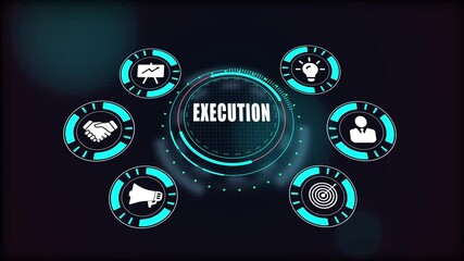 Digital transformation and execution, virtual icons for modern business strategy, planning, and success. - Powered by Adobe